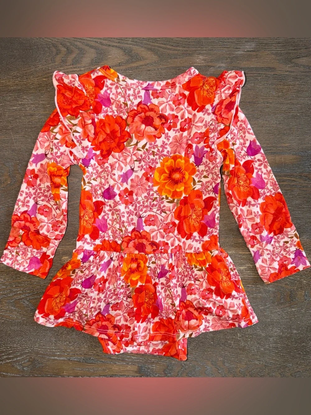 LEV Baby Bamboo Long Sleeve Bodysuit Tutu Twirl Dress size 12-18m